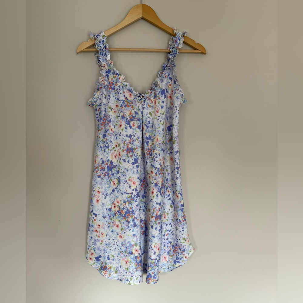 Vintage Oscar de la Renta Pink Label Floral Ruffle Slip Dress Sz M